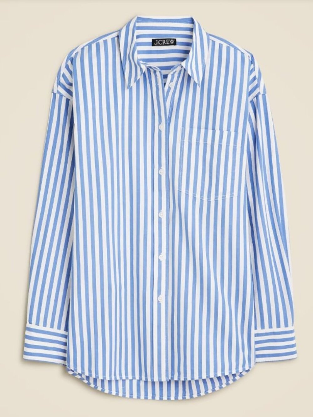 J. Crew Blue White Étienne Oversized Striped Lightweight Oxford Top